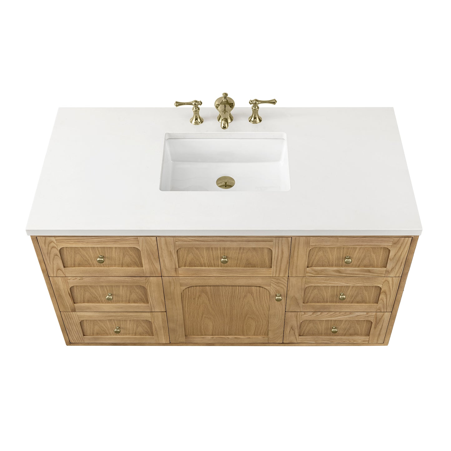 Renovate for Less Atlanta Laurent 48" Single Vanity, Light Natural Oak w/ 3 CM White Zeus Top