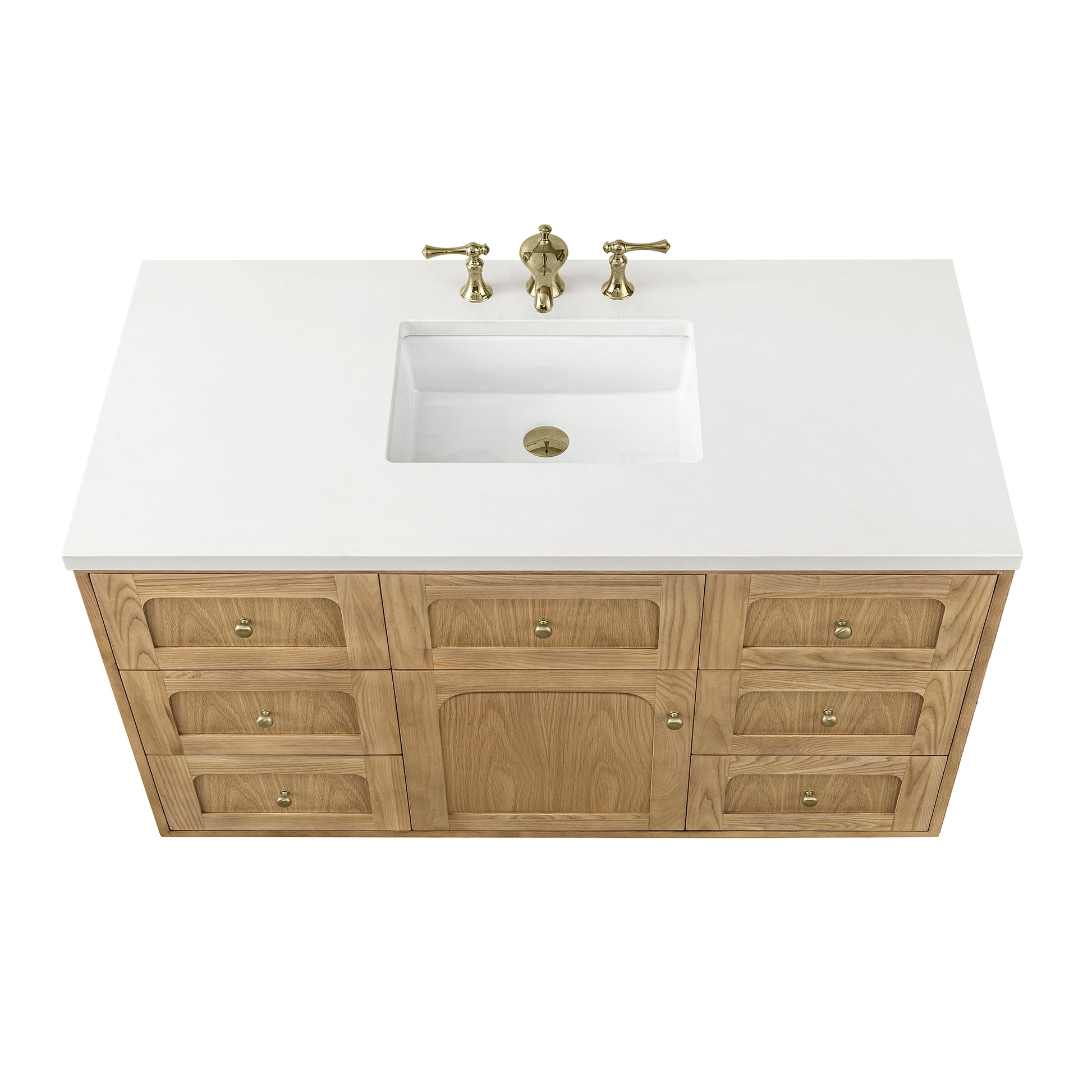Renovate for Less Atlanta Laurent 48" Single Vanity, Light Natural Oak w/ 3 CM White Zeus Top