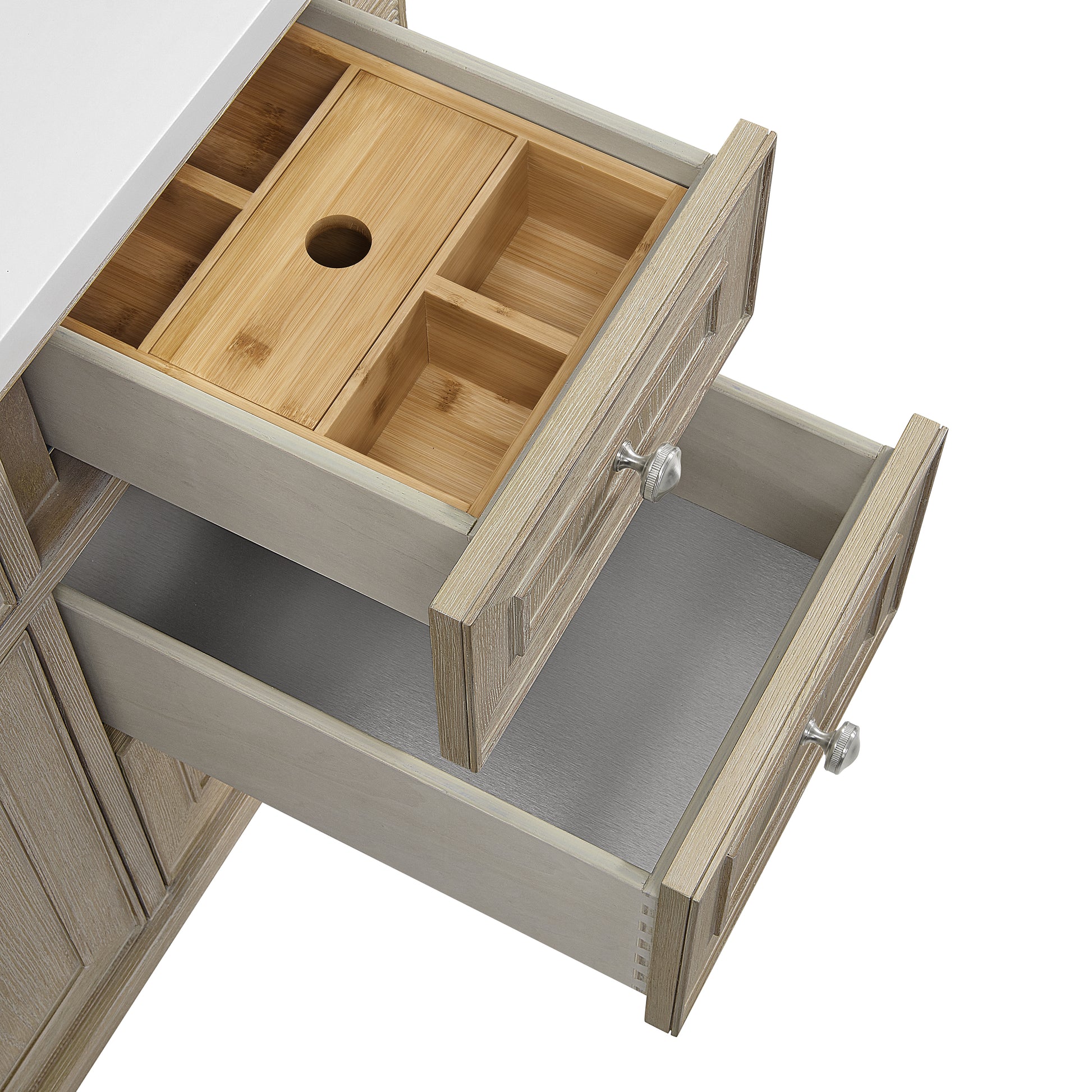 Renovate for Less Atlanta Lorelai 48" Single Vanity, Whitewashed Oak, w/ 3 CM Phantome Eclos Top