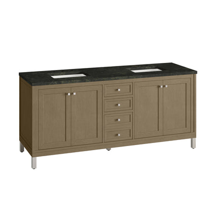 Renovate for Less Atlanta Chicago 72" Double Vanity, Walnut Whisper, w/ 3 CM Phantome Eclos Top
