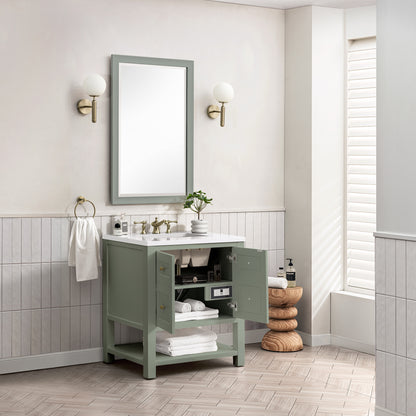 Renovate for Less Atlanta Breckenridge 30" Single Vanity, Smokey Celadon w/ 3 CM White Zeus Top