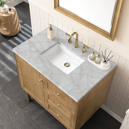 Renovate for Less Atlanta Laurent 36" Single Vanity, Light Natural Oak w/ 3 CM Victorian Silver Top