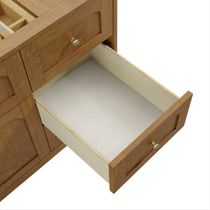 Renovate for Less Atlanta Laurent 48" Single Vanity, Honey Oak w/ 3 CM Parisien Bleu Silestone Top