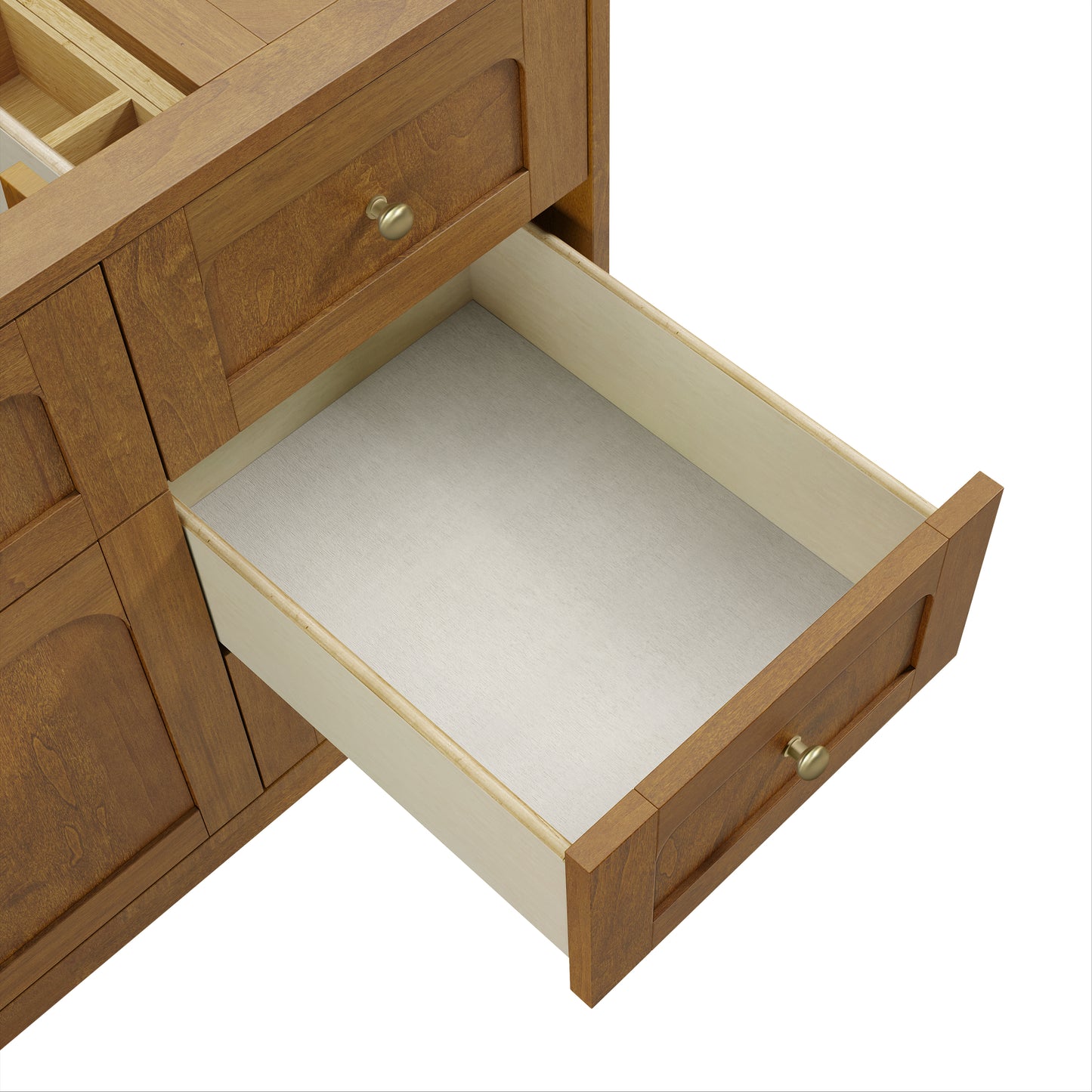 Renovate for Less Atlanta Laurent 48" Single Vanity, Honey Oak w/ 3 CM Victorian Silver Silestone Top