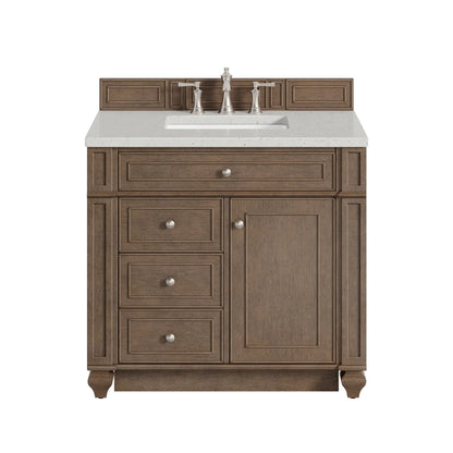 Bristol 36" Single Vanity, Whitewashed Walnut w/ 3 CM Lime Delight Silestone Top