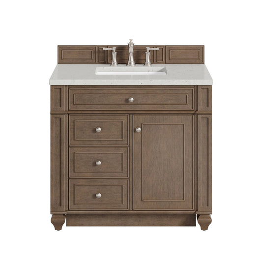 Bristol 36" Single Vanity, Whitewashed Walnut w/ 3 CM Lime Delight Silestone Top