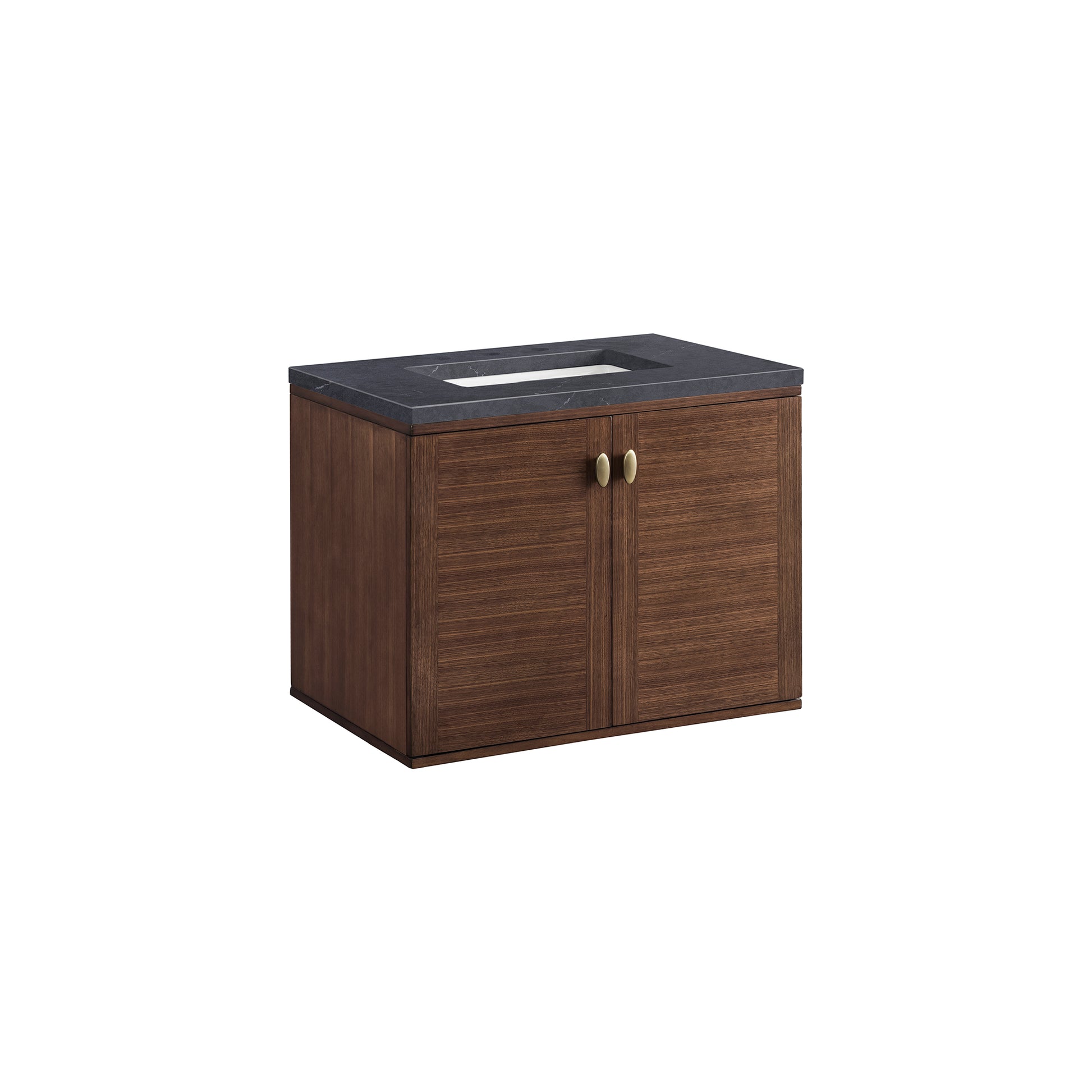 Renovate for Less Atlanta Amberly 30" Single Vanity, Mid-Century Walnut w/ 3 CM Charcoal Soapstone Top