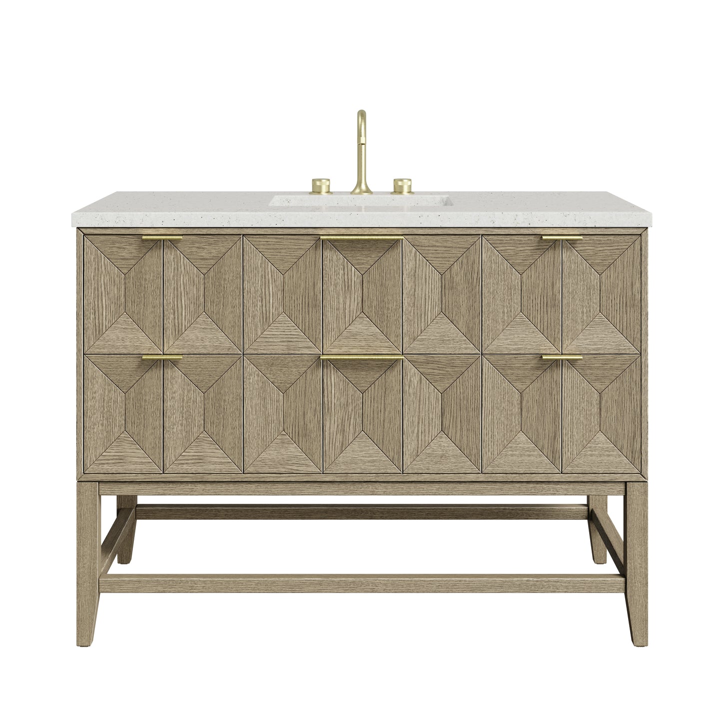 Renovate for Less Atlanta Emmeline 48" Single Vanity, Pebble Oak w/ 3 CM Lime Delight Silestone Top