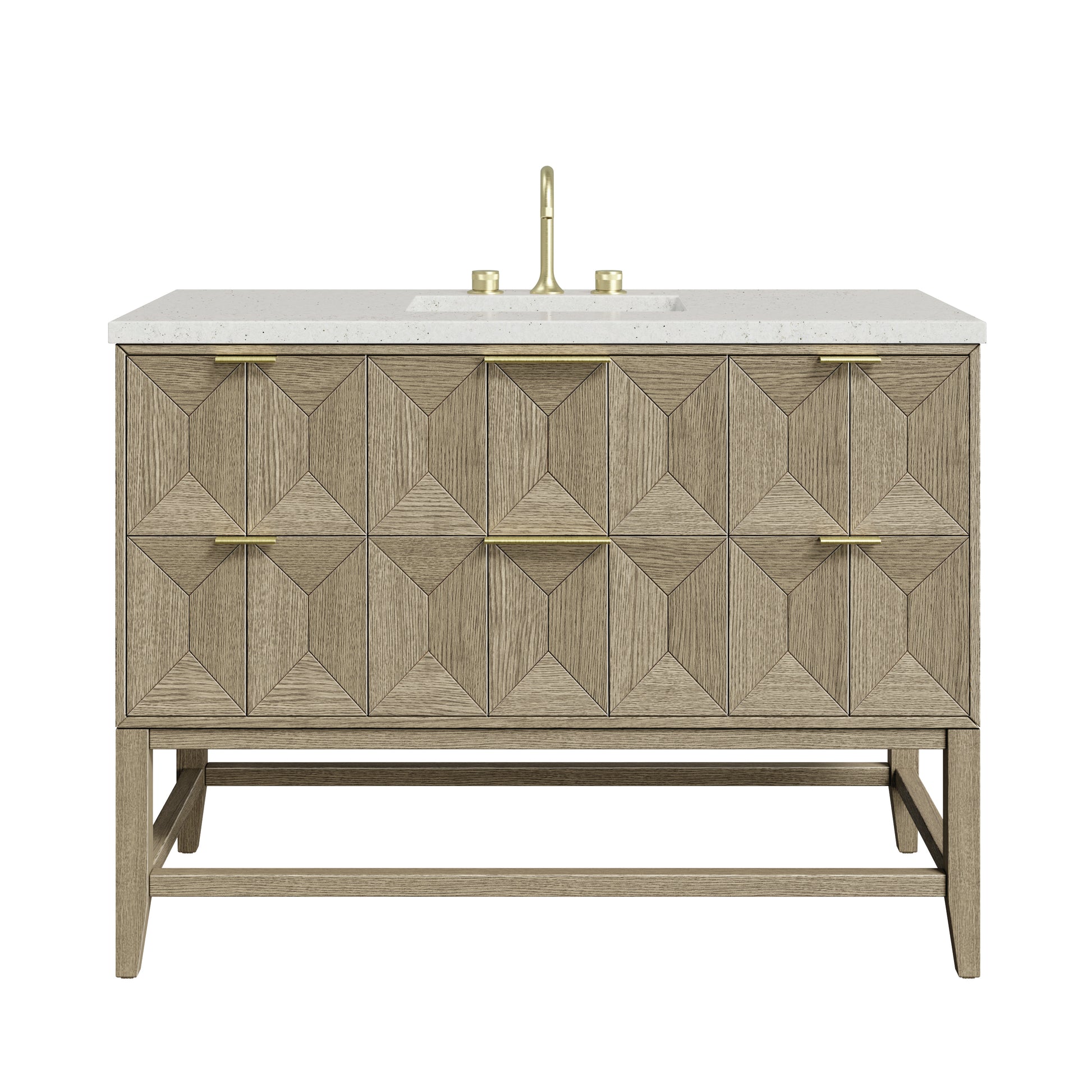 Renovate for Less Atlanta Emmeline 48" Single Vanity, Pebble Oak w/ 3 CM Lime Delight Silestone Top