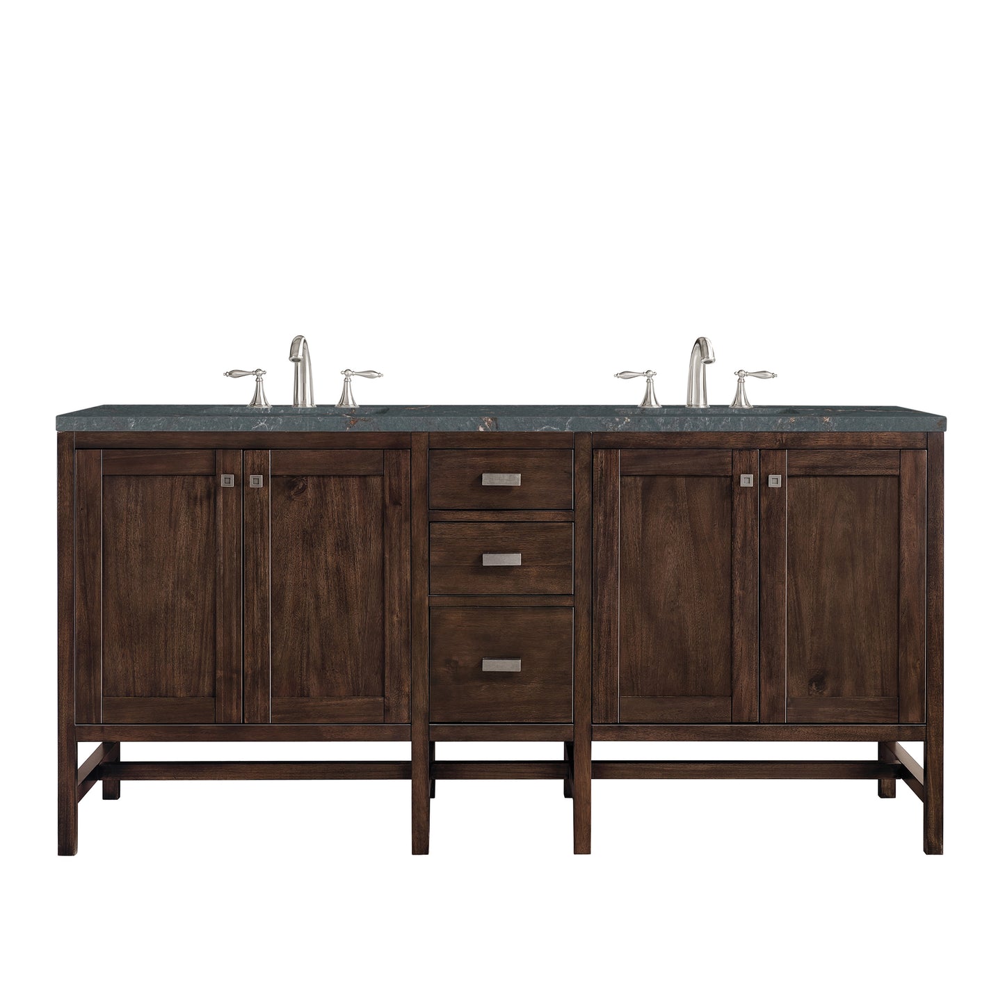 Renovate for Less Atlanta Addison 72" Double Vanity, Mid-Century Acacia w/ 3 CM Parisien Bleu Silestone Top
