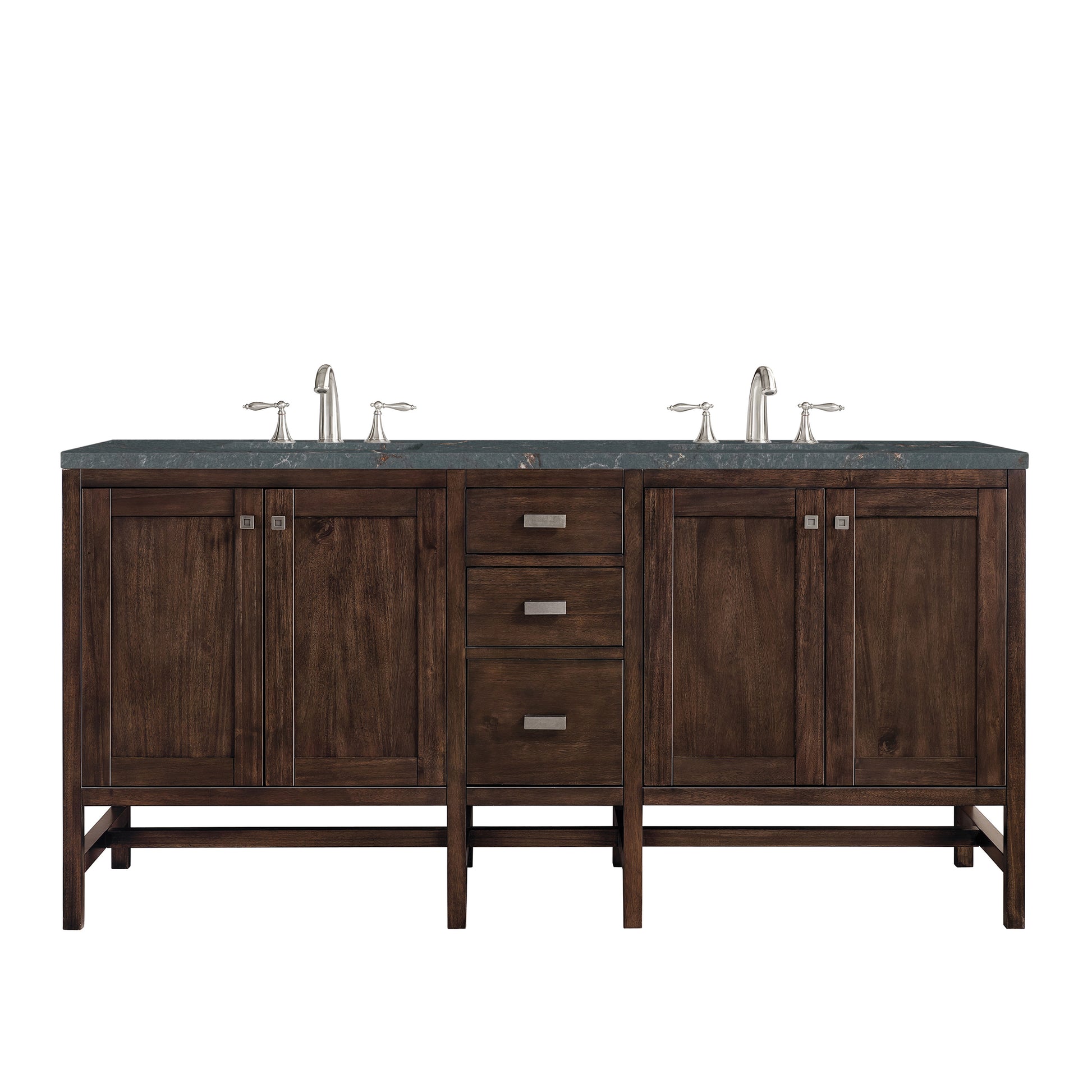 Renovate for Less Atlanta Addison 72" Double Vanity, Mid-Century Acacia w/ 3 CM Parisien Bleu Silestone Top