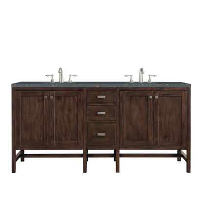 Addison 72" Double Vanity, Mid-Century Acacia w/ 3 CM Parisien Bleu Silestone Top
