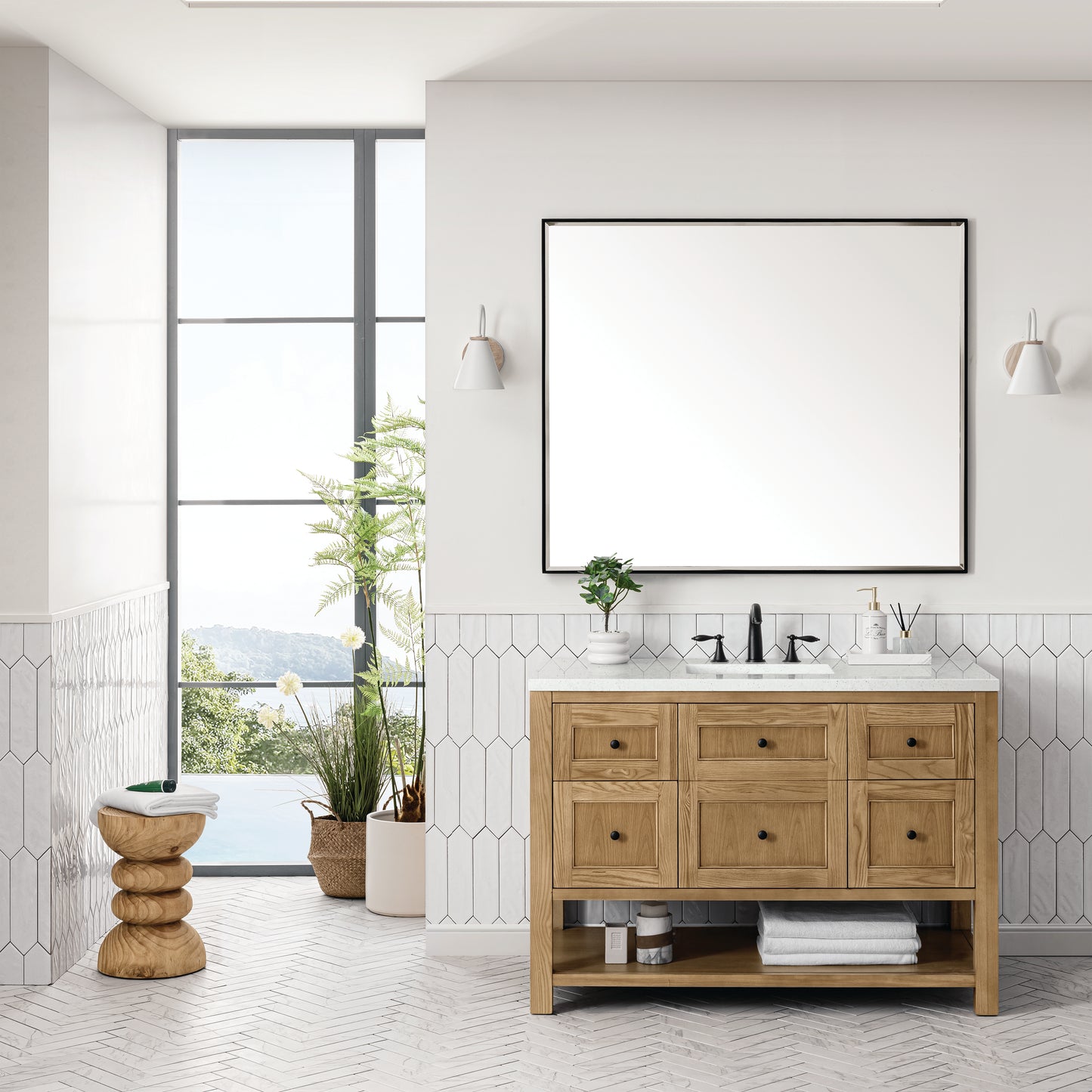 Renovate for Less Atlanta Breckenridge 48" Single Vanity, Light Natural Oak w/ 3 CM Lime Delight Top