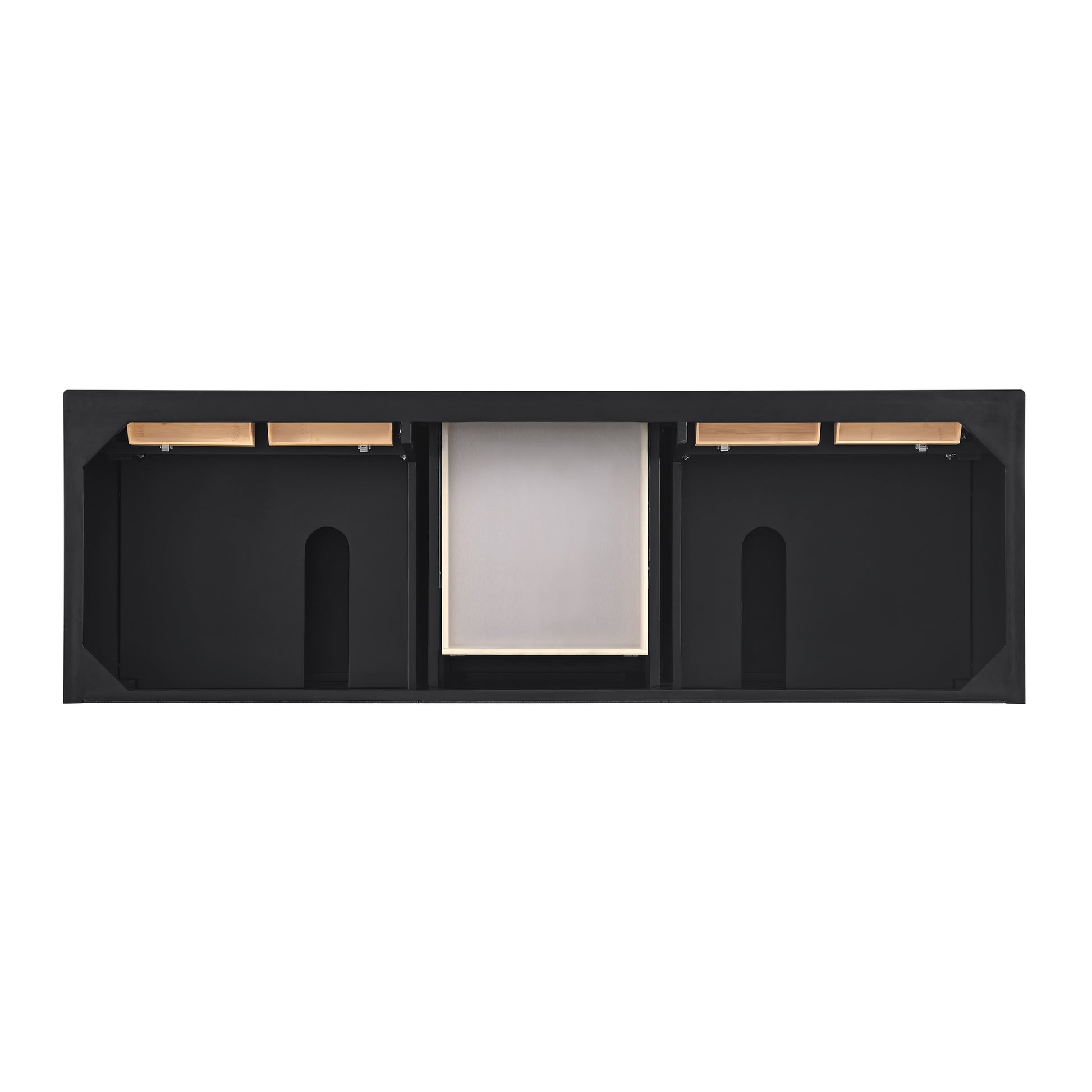 Renovate for Less Atlanta Lorelai 72" Double Vanity, Black Onyx w/ 3 CM Ethereal Noctis Silestone Top w/FreePower Wireless Charger