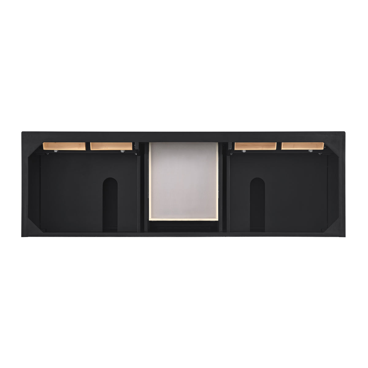 Renovate for Less Atlanta Lorelai 72" Double Vanity, Black Onyx w/ 3 CM Eternal Jasmine Pearl Silestone Top w/FreePower Wireless Charger