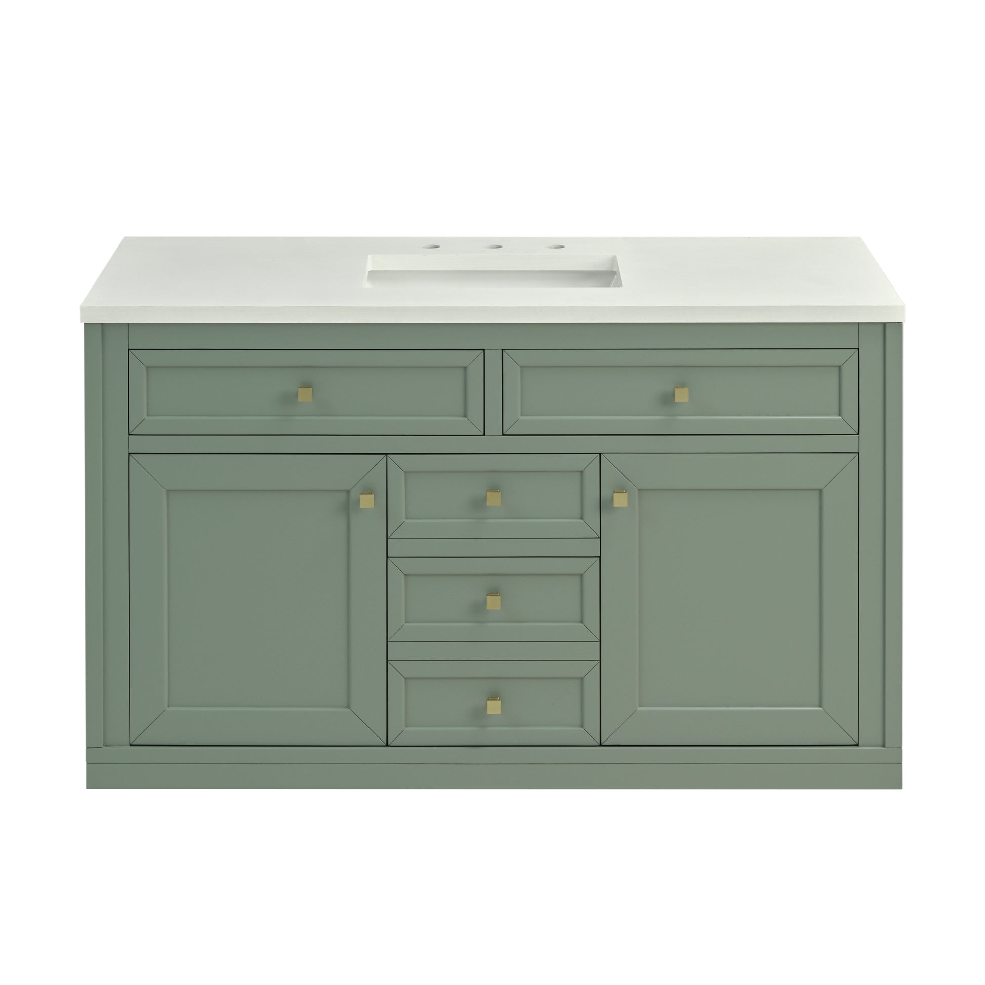 Renovate for Less Atlanta Chicago 48" Single Vanity, Smokey Celadon, w/ 3 CM White Zeus Silestone® Top
