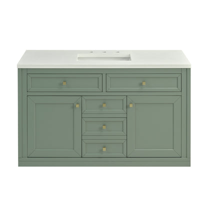 Renovate for Less Atlanta Chicago 48" Single Vanity, Smokey Celadon, w/ 3 CM White Zeus Silestone® Top
