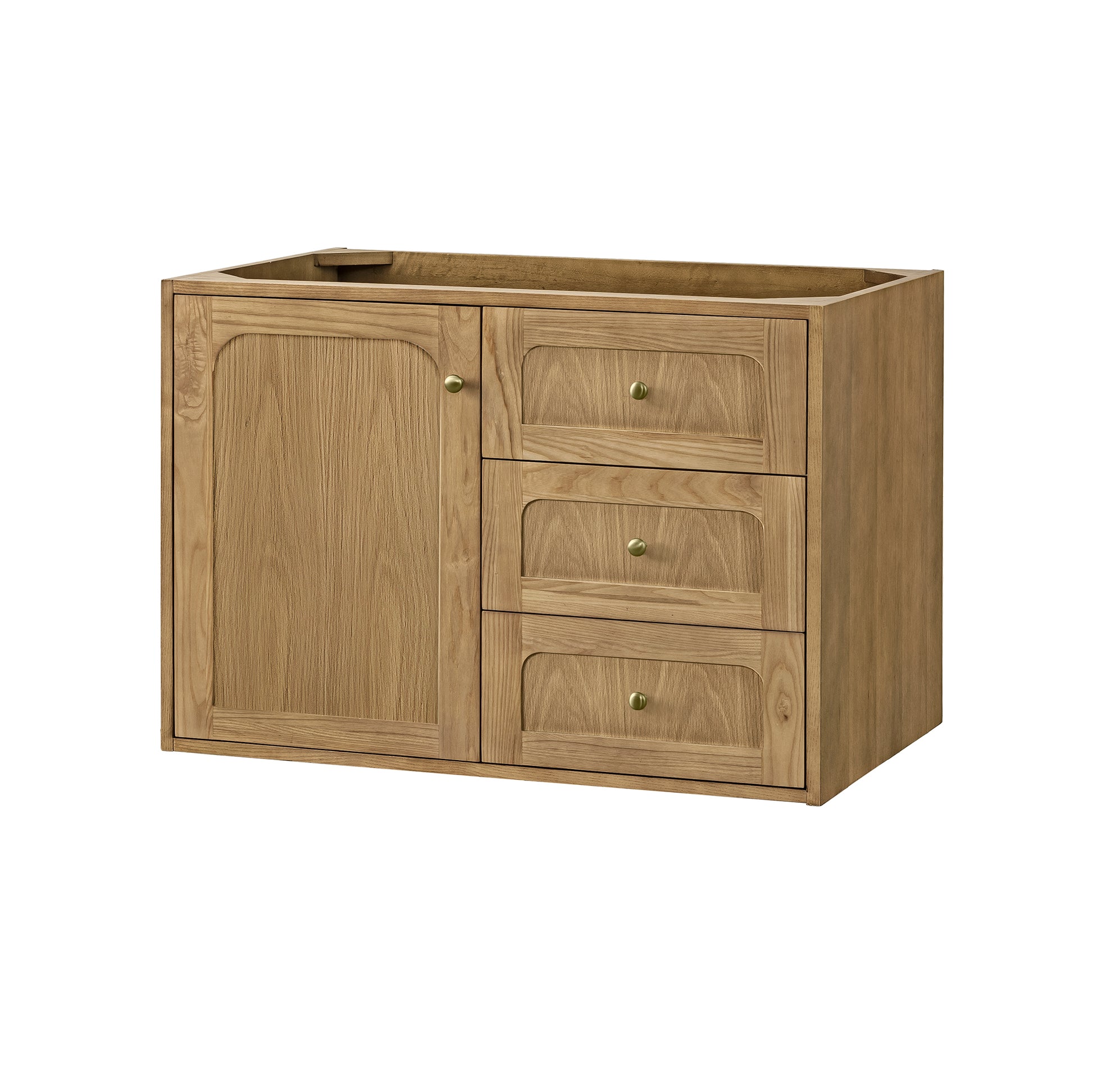 Renovate for Less Atlanta Laurent 36" Single Vanity, Light Natural Oak w/ 3 CM Lime Delight Top