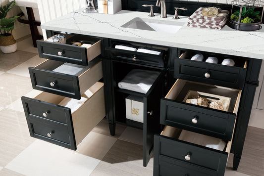 Brittany 60" Single Vanity, Black Onyx, w/ 3 CM Ethereal Noctis Silestone Top