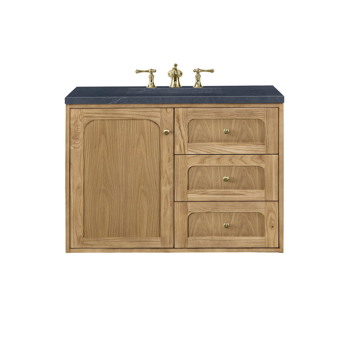 Renovate for Less Atlanta Laurent 36" Single Vanity, Light Natural Oak w/ 3 CM Charcoal Soapstone Top