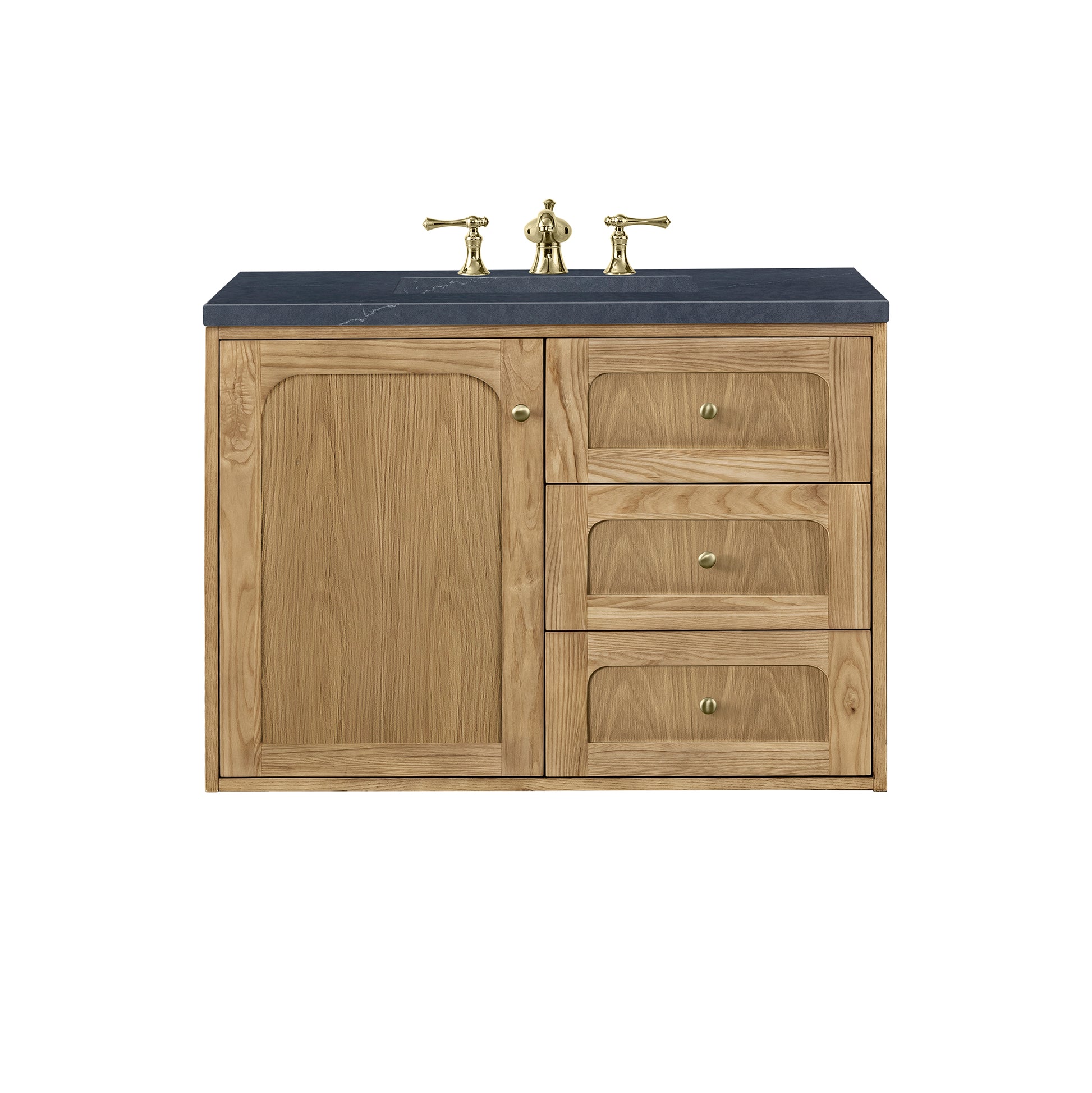 Renovate for Less Atlanta Laurent 36" Single Vanity, Light Natural Oak w/ 3 CM Charcoal Soapstone Top