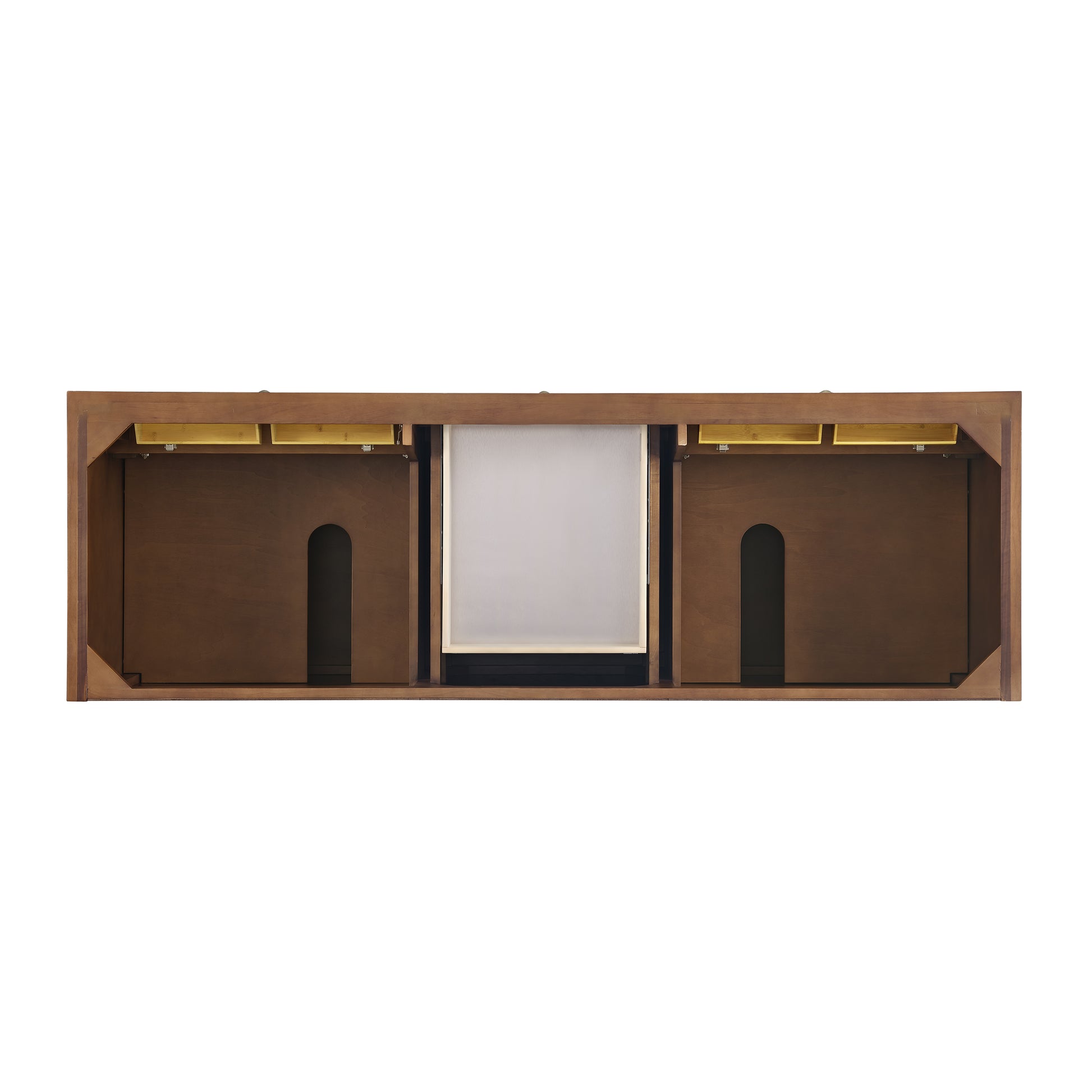 Renovate for Less Atlanta Lorelai 72"Double Vanity, Mid-Century Walnut w/ 3 CM Ethereal Noctis Silestone Top w/FreePower Wireless Charger