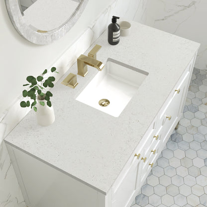 Renovate for Less Atlanta Chicago 48" Single Vanity, Glossy White, w/ 3 CM Lime Delight Silestone® Top