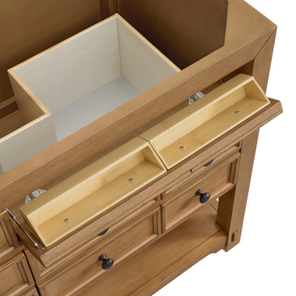 Renovate for Less Atlanta Malibu 72" Double Vanity, Amber Birch w/ 3 CM Ethereal Noctis Top