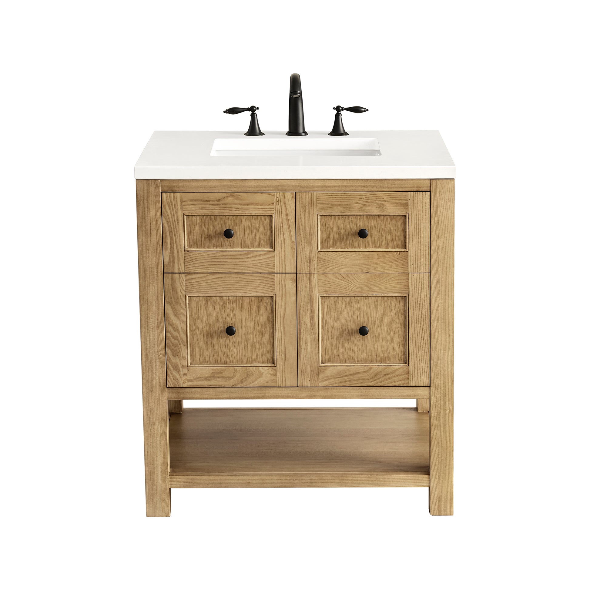Renovate for Less Atlanta Breckenridge 30" Single Vanity, Light Natural Oak w/ 3 CM White Zeus Top