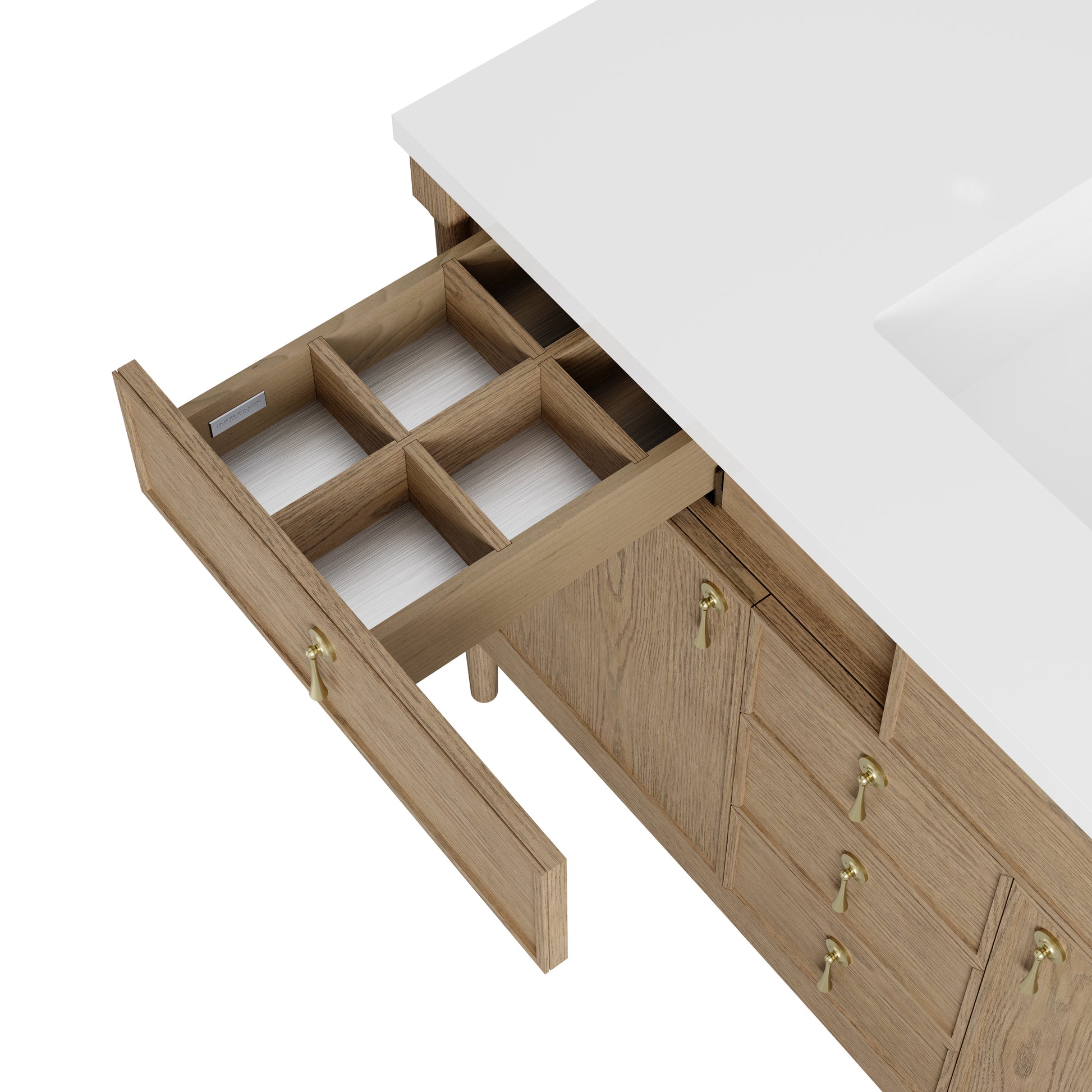 Renovate for Less Atlanta Kinnsden 48" Single Vanity, Weathered Oak w/ 3 CM Ethereal Noctis Silestone Top