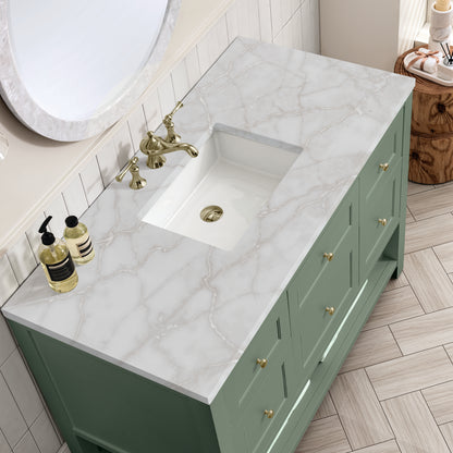 Renovate for Less Atlanta Breckenridge 48" Single Vanity, Smokey Celadon w/ 3 CM Victorian Silver Top