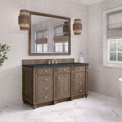 Renovate for Less Atlanta Bristol 60" Single Vanity, Whitewashed Walnut w/ 3 CM Charcoal Soapstone Silestone Top