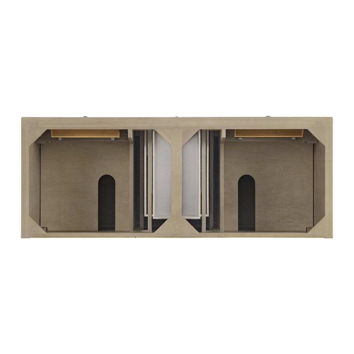 Lorelai 60" Double Vanity, Whitewashed Oak w/ 3 CM Victorian Silver Silestone Top w/FreePower Wireless Charger