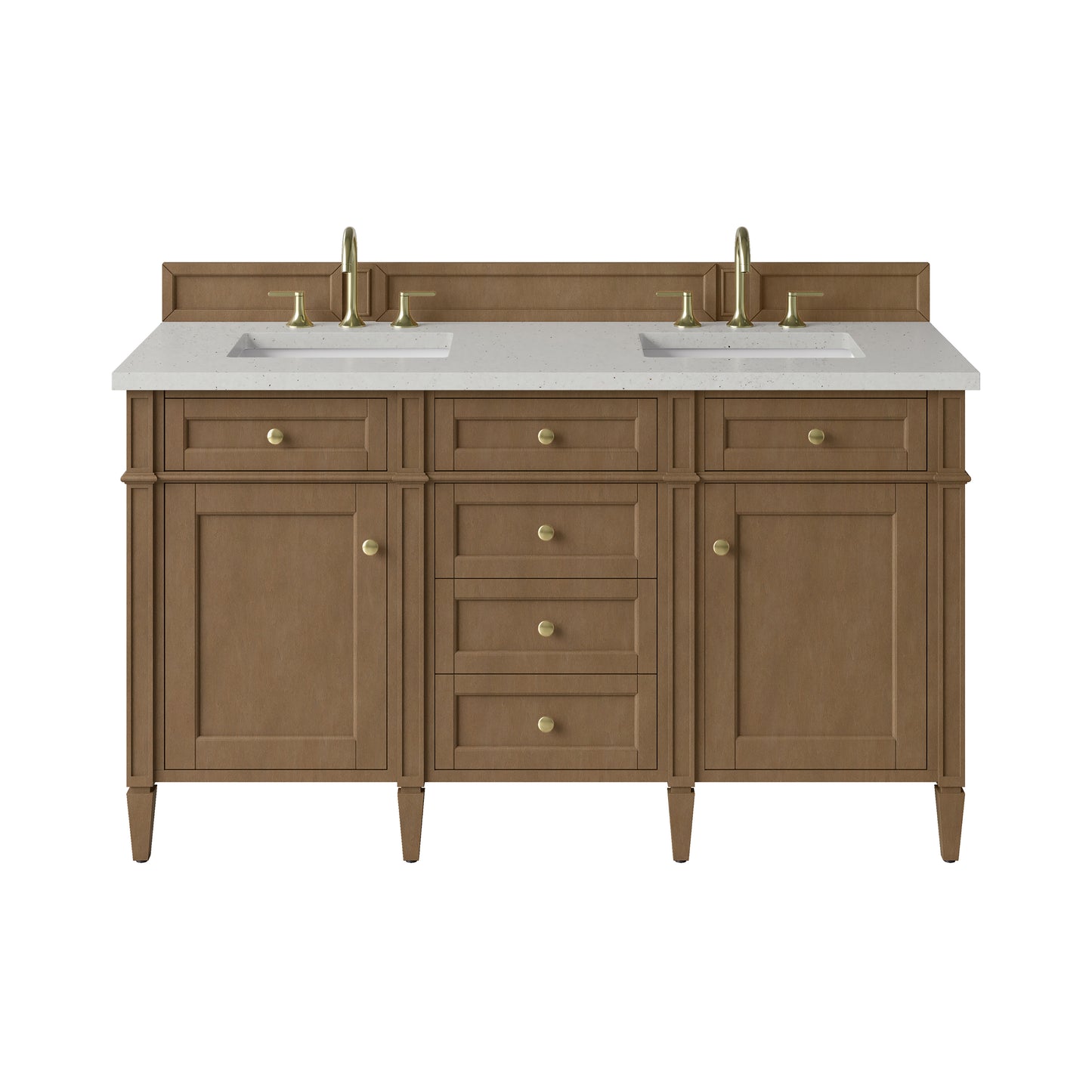 Renovate for Less Atlanta Brittany 60" Double Vanity, Pecan w/ 3 CM Lime Delight Silestone Top