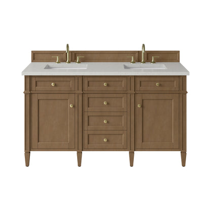 Renovate for Less Atlanta Brittany 60" Double Vanity, Pecan w/ 3 CM Lime Delight Silestone Top