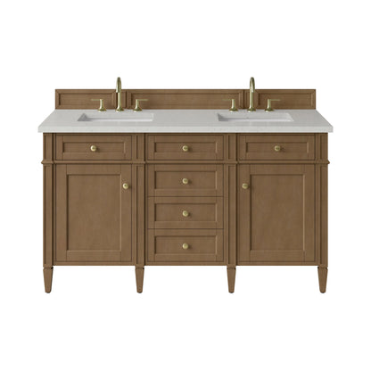 Brittany 60" Double Vanity, Pecan w/ 3 CM Lime Delight Silestone Top