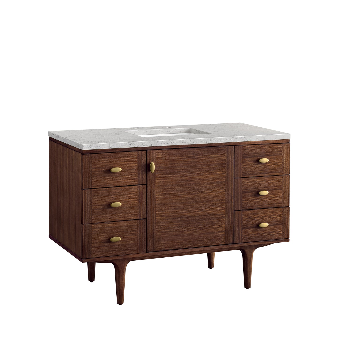 Renovate for Less Atlanta Amberly 48" Single Vanity, Mid-Century Walnut w/ 3 CM Eternal Jasmine Pearl Top