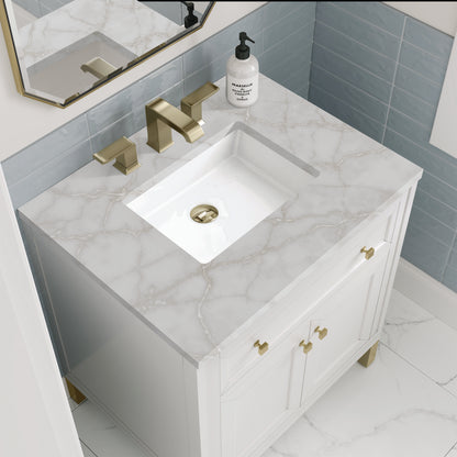 Renovate for Less Atlanta Chicago 30" Single Vanity, Glossy White, w/ 3 CM Victorian Silver Silestone® Top