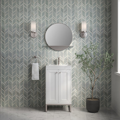 Renovate for Less Atlanta Chianti 20" Single Vanity, Glossy White, Brushed Nickel, w/ White Glossy Composite Stone Top