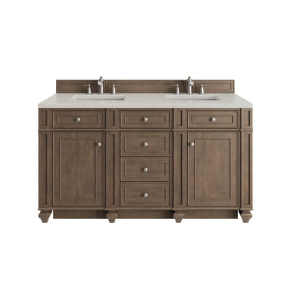 Renovate for Less Atlanta Bristol 60" Double Vanity, Whitewashed Walnut, w/ 3 CM Siberian Silestone Top