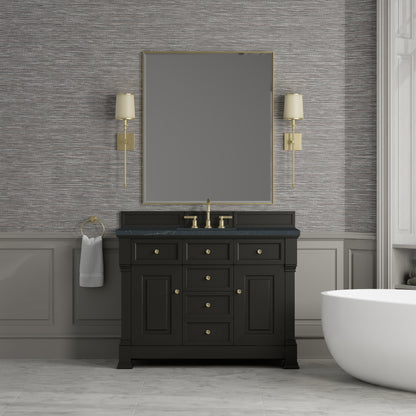 Renovate for Less Atlanta Brookfield 48" Single Vanity, Black Onyx w/3 CM Charcoal Soapstone Silestone Top