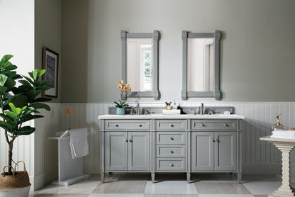 Renovate for Less Atlanta Brittany 72" Double Vanity, Urban Gray w/ 3 CM Ethereal Noctis Silestone Top w/FreePower Wireless Charger