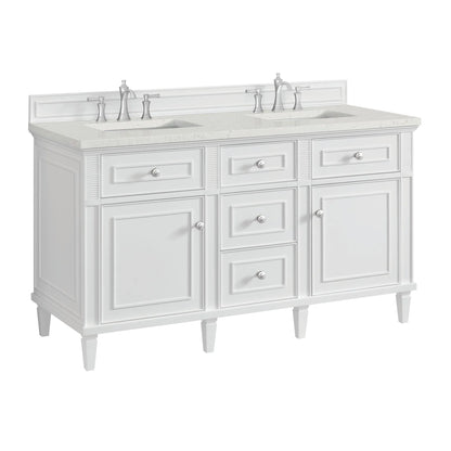 Lorelai 60" Double Vanity, Bright White w/ 3 CM Lime Delight Silestone Top