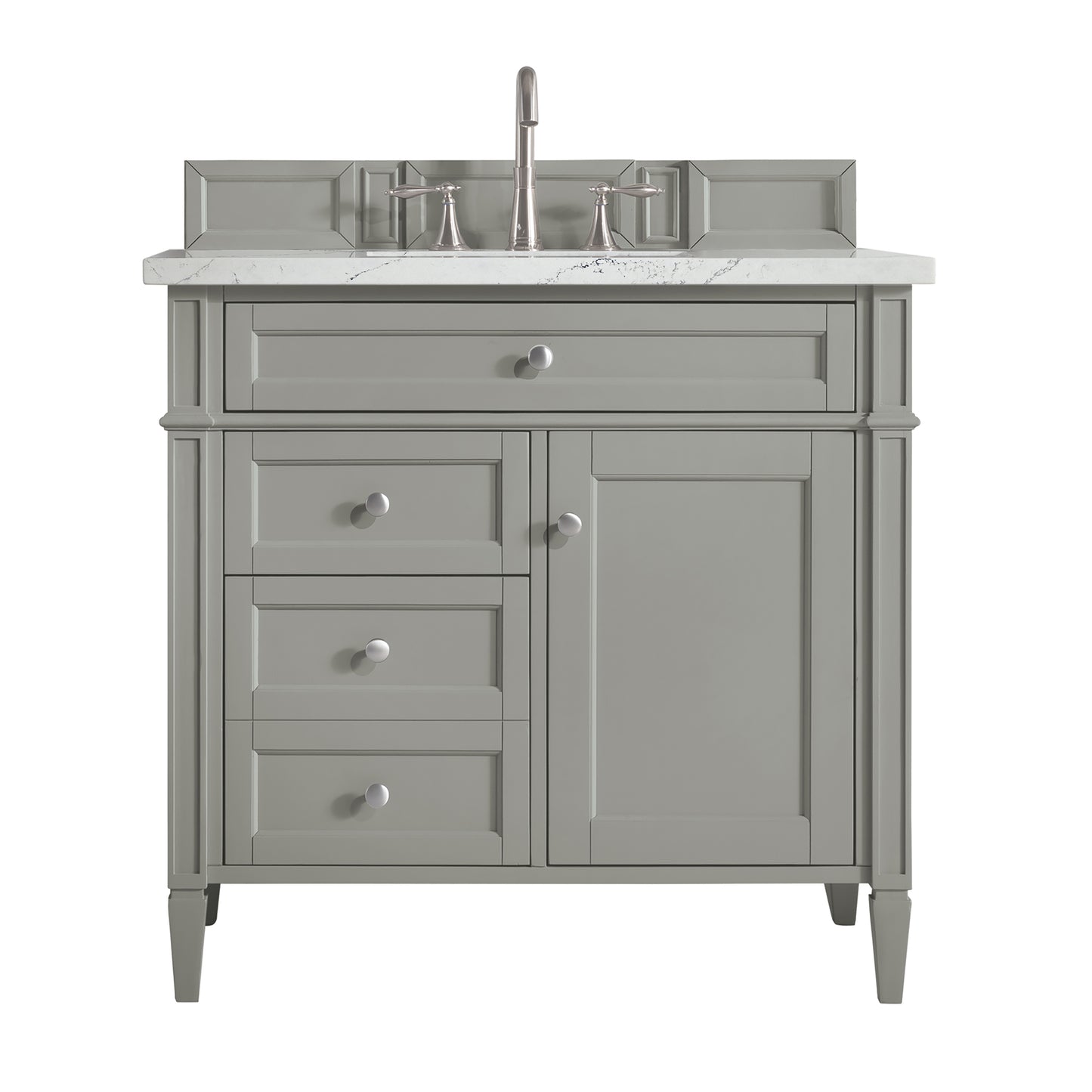 Renovate for Less Atlanta Brittany 36" Single Vanity, Urban Gray w/ 3 CM Ethereal Noctis Silestone Top