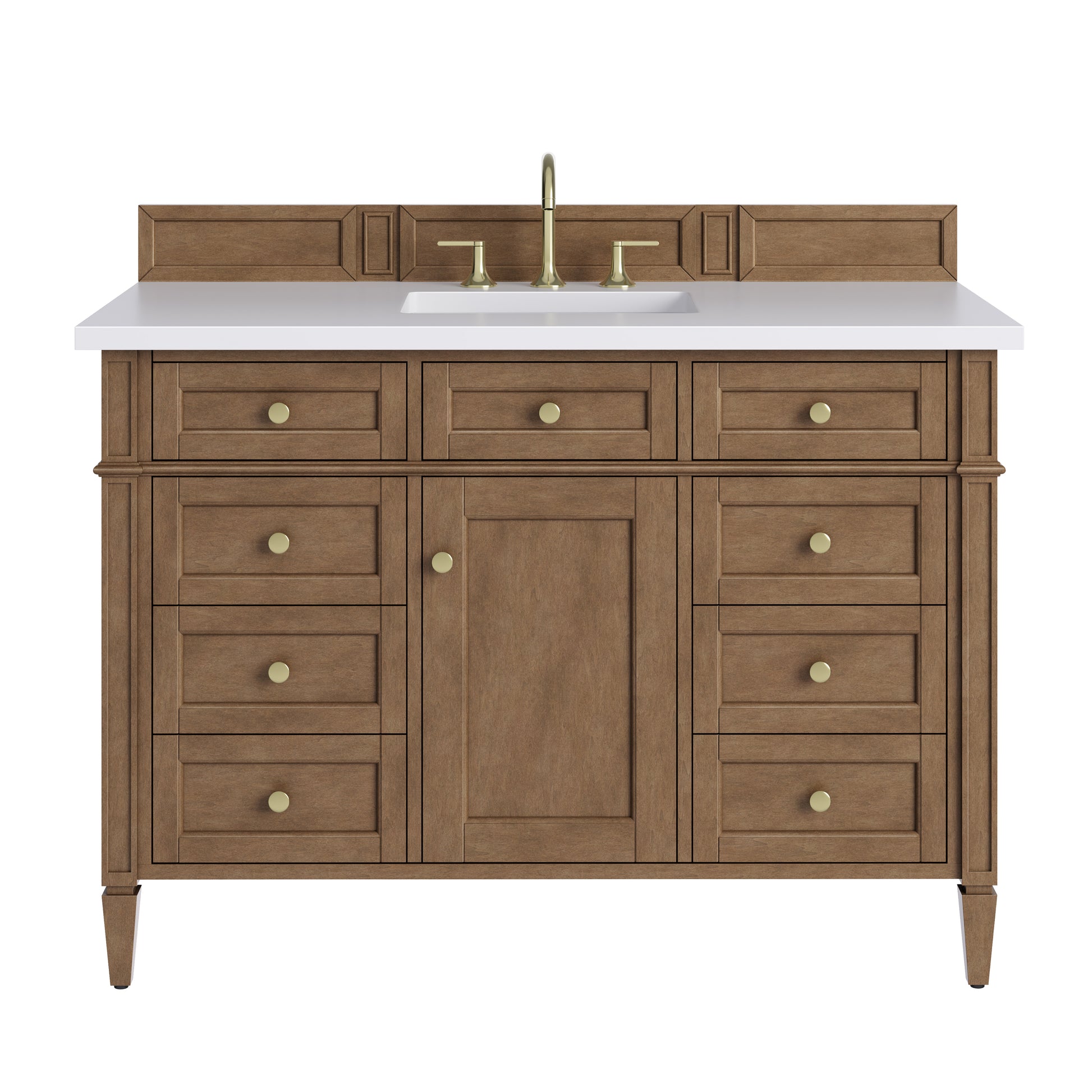 Renovate for Less Atlanta Brittany 48" Single Vanity, Pecan w/ 3 CM White Zeus Silestone Top
