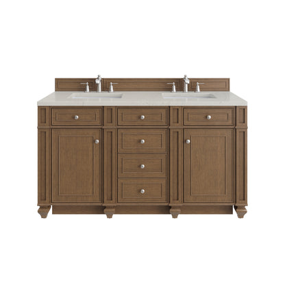 Renovate for Less Atlanta Bristol 60" Double Vanity, Saddle Brown, w/ 3 CM Siberian Silestone Top