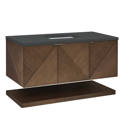 Renovate for Less Atlanta Marcello 48" Single Vanity, Chestnut w/ 3 CM Charcoal Soapstone Silestone Top