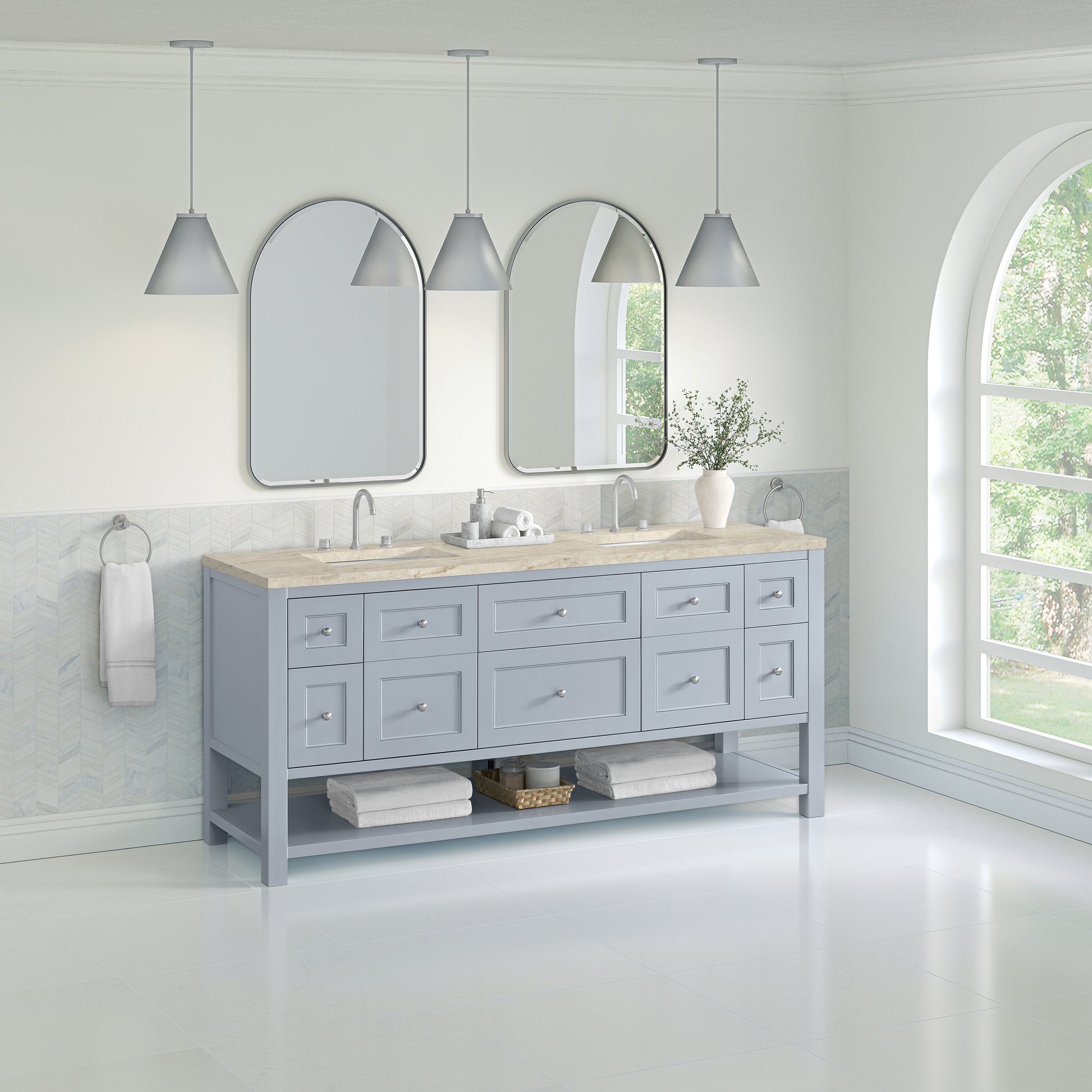 Renovate for Less Atlanta Breckenridge 72" Double Vanity, Serenity Blue, w/ 3 CM Tajnar Eclos Top
