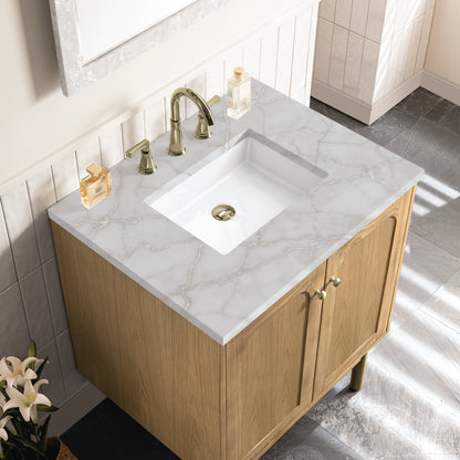 Renovate for Less Atlanta Laurent 30" Single Vanity, Light Natural Oak w/ 3 CM Victorian Silver Top