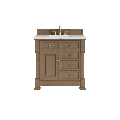 Brookfield 36" Single Vanity, Pecan w/ 3 CM Ethereal Noctis Silestone Top